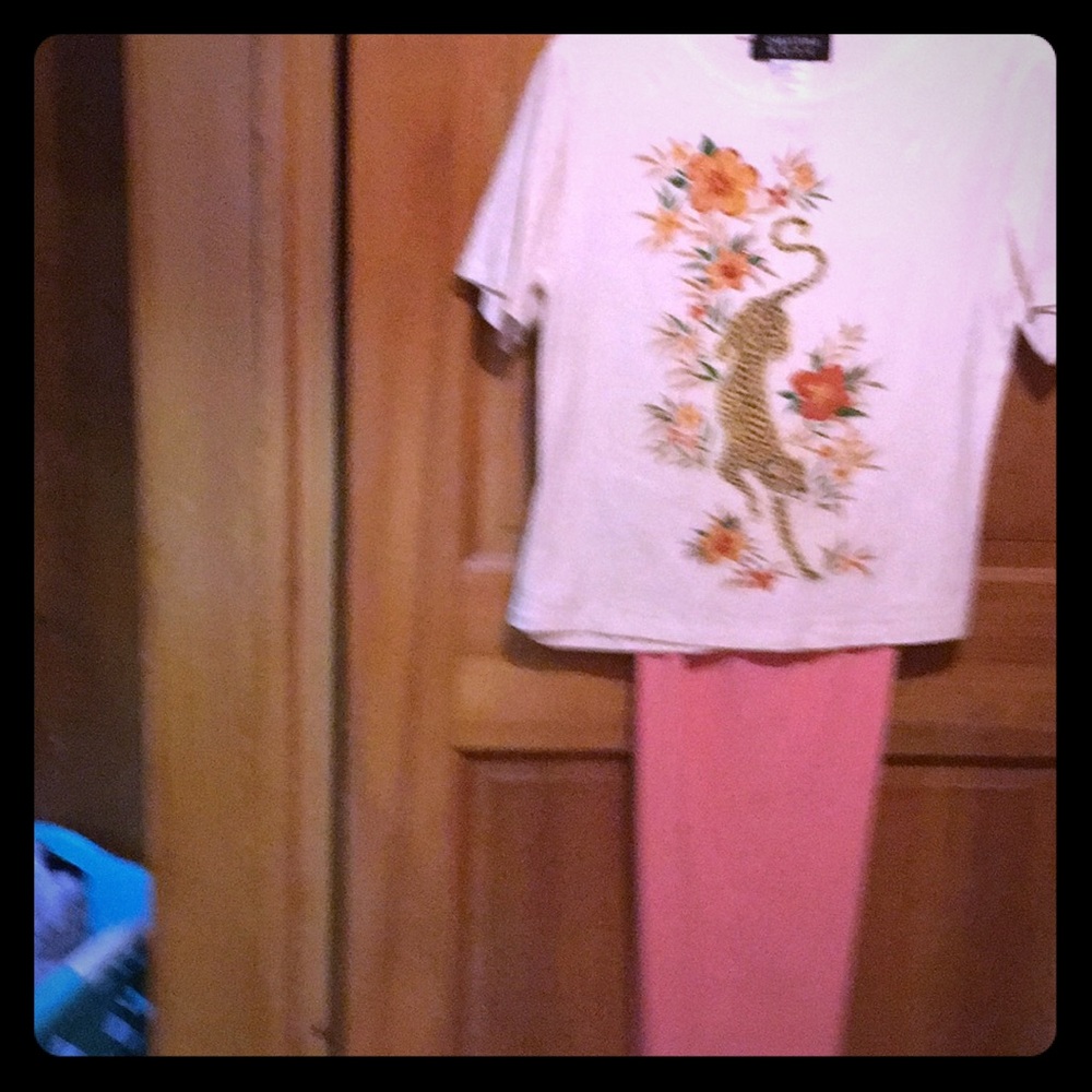 Pant & leopard shirt set